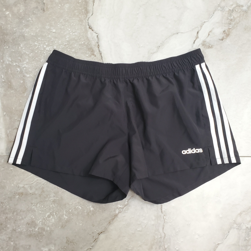 Adidas Lightweight Athletic Shorts 3-Stripe Black White